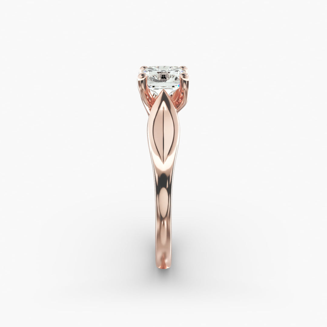 Cushion Lab-Grown Diamond 4-Prong Unique Band Ring | IGI Certified | 10K/14K/18K Gold
