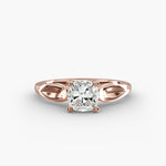 Load image into Gallery viewer, Cushion Lab-Grown Diamond 4-Prong Unique Band Ring | IGI Certified | 10K/14K/18K Gold
