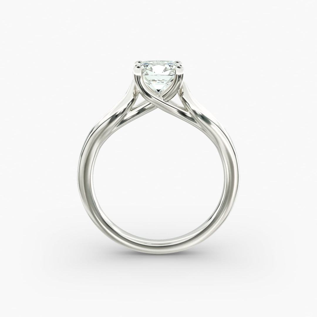 Cushion Lab-Grown Diamond 4-Prong Unique Band Ring | IGI Certified | 10K/14K/18K Gold