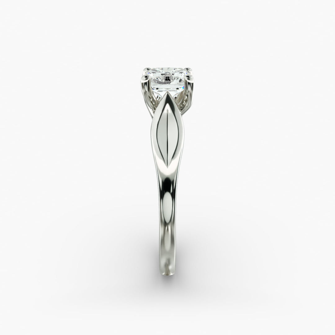 Cushion Lab-Grown Diamond 4-Prong Unique Band Ring | IGI Certified | 10K/14K/18K Gold