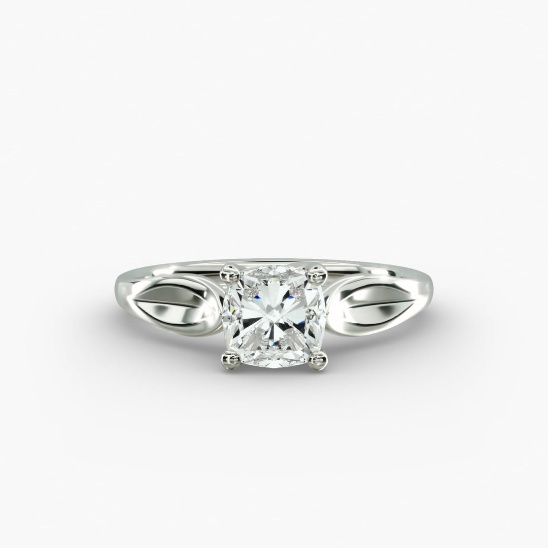 Cushion Lab-Grown Diamond 4-Prong Unique Band Ring | IGI Certified | 10K/14K/18K Gold