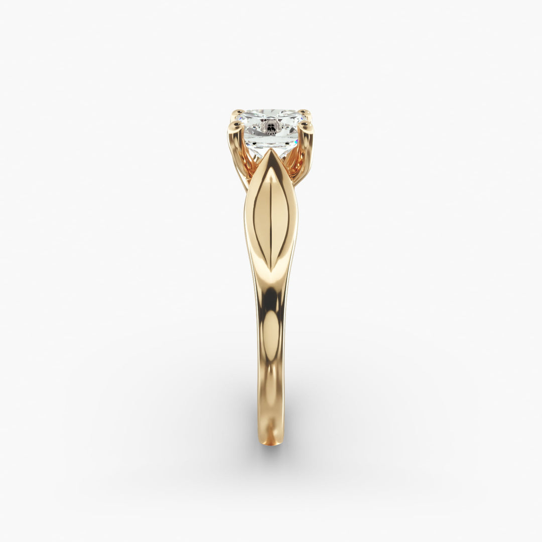 Cushion Lab-Grown Diamond 4-Prong Unique Band Ring | IGI Certified | 10K/14K/18K Gold