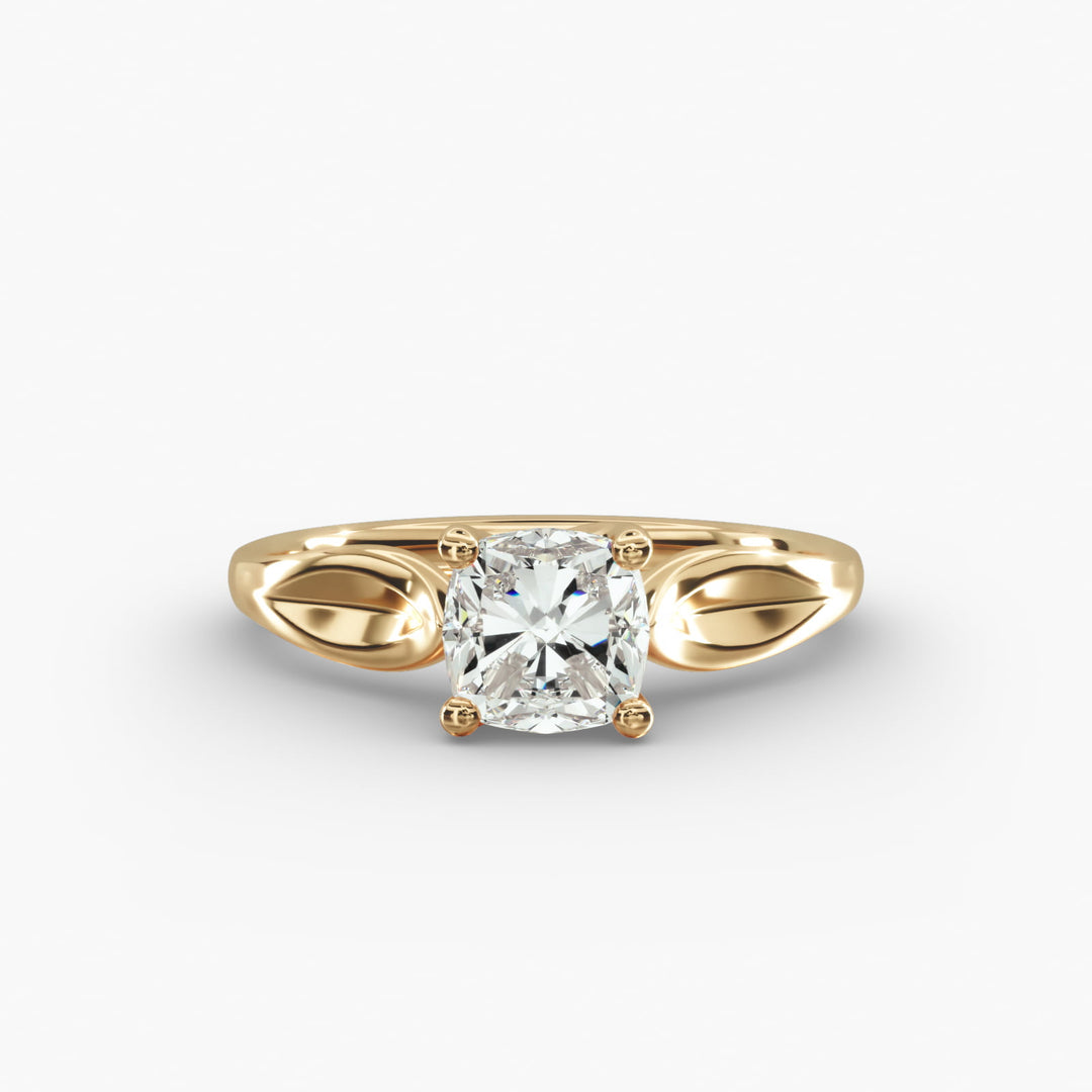 Cushion Lab-Grown Diamond 4-Prong Unique Band Ring | IGI Certified | 10K/14K/18K Gold