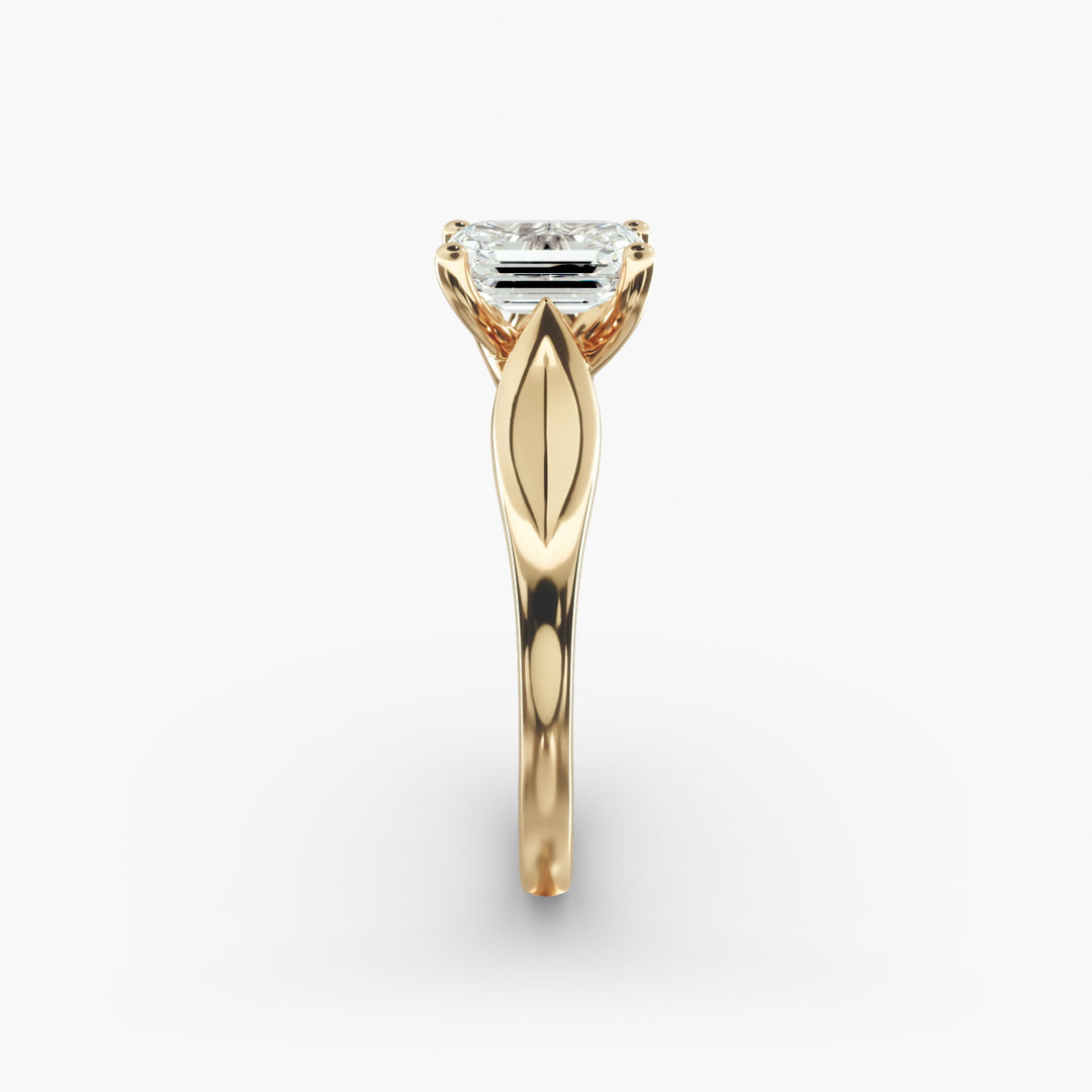 Emerald Lab-Grown Diamond Ring – Leaf Style Design | IGI Certified | 10K/14K/18K Gold