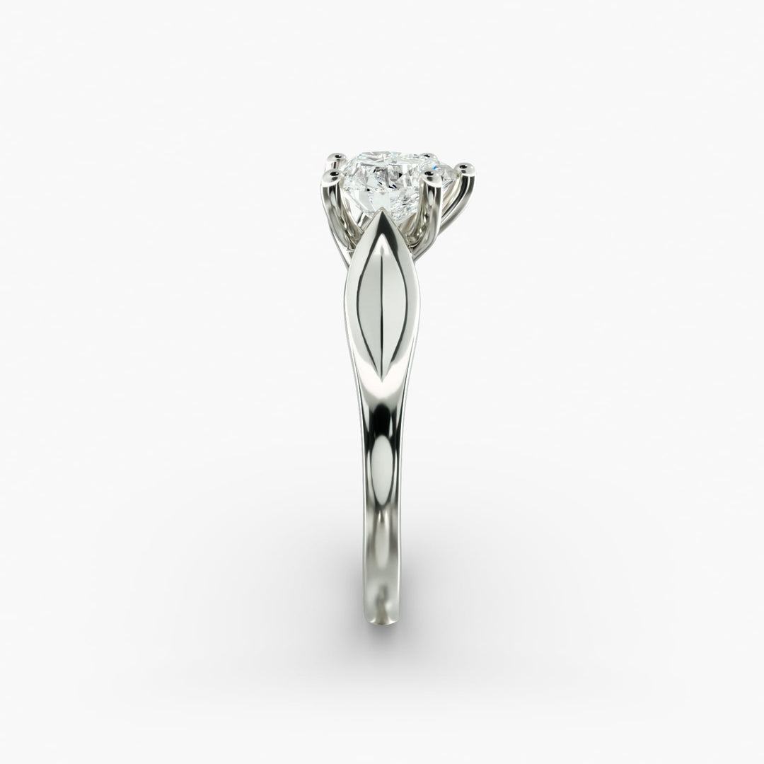 Heart Lab-Grown Diamond Ring – 5-Prong Leaf Style | IGI Certified | 10K/14K/18K Gold