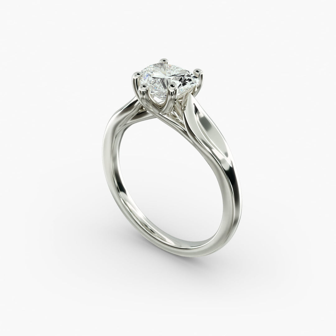 Heart Lab-Grown Diamond Ring – 5-Prong Leaf Style | IGI Certified | 10K/14K/18K Gold