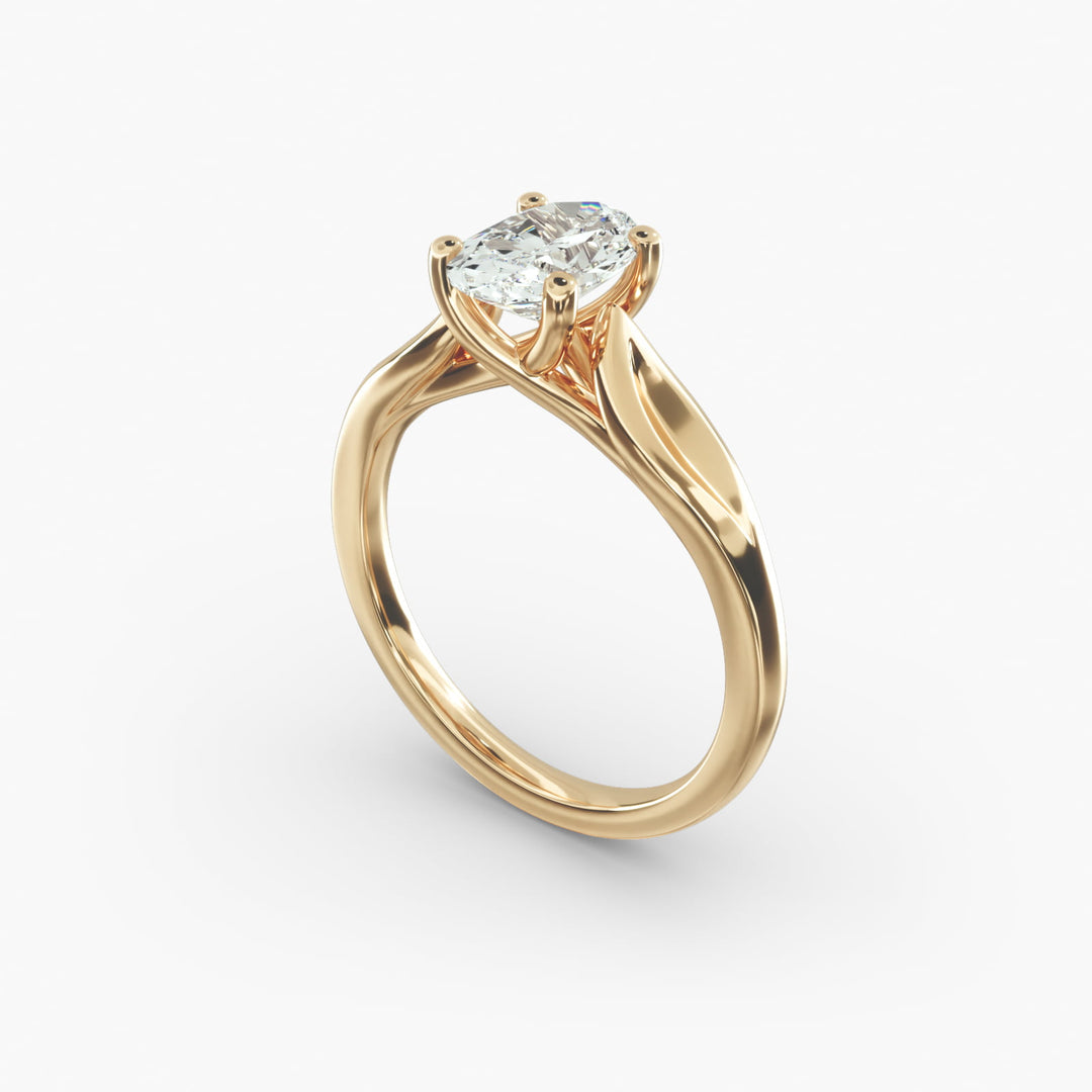 Oval Lab-Grown Diamond Ring – Unique 4-Prong Design | IGI Certified | 10K/14K/18K Gold