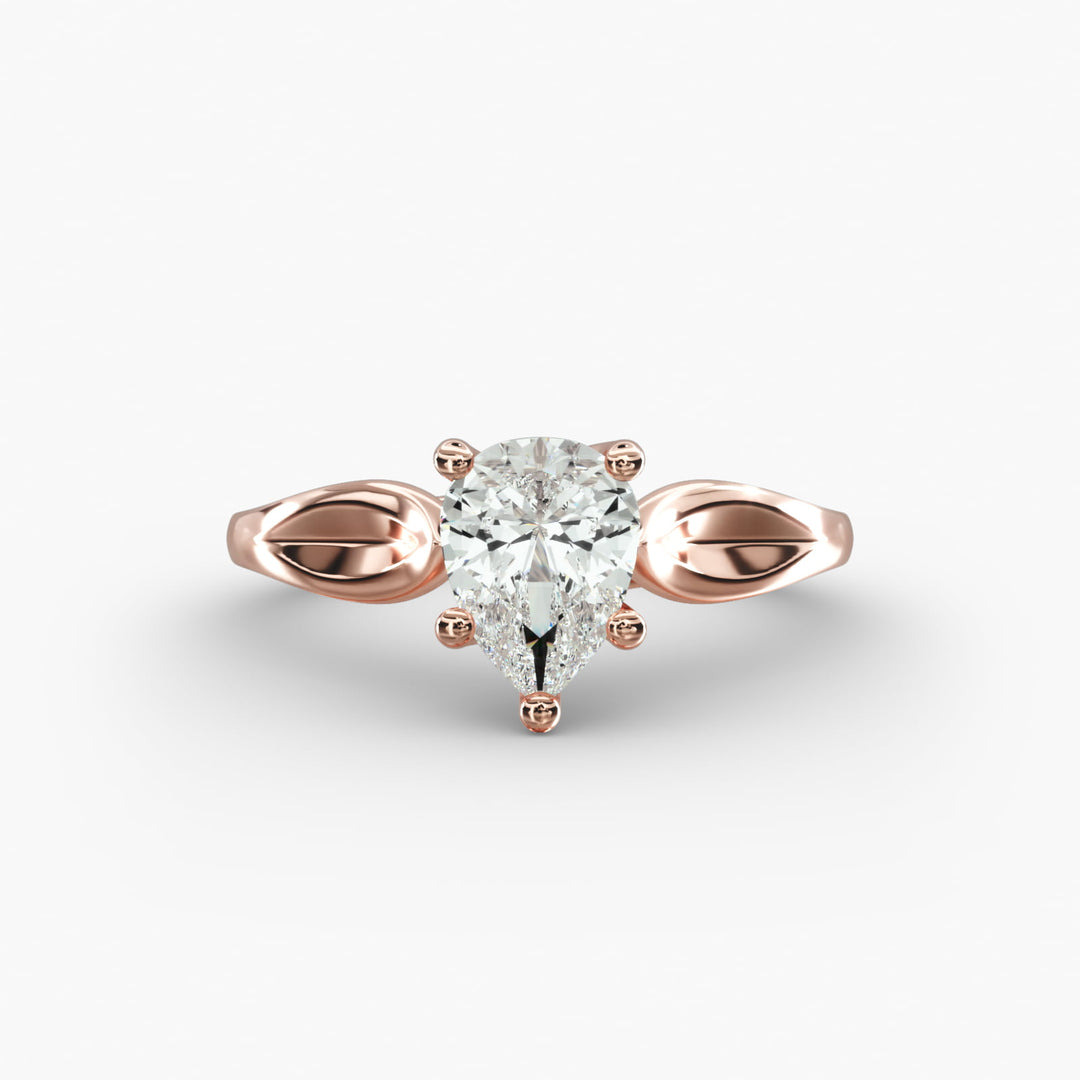 Pear Shape Lab-Grown Diamond Ring — 5-Prong Unique Design | IGI Certified | 10K/14K/18K Gold