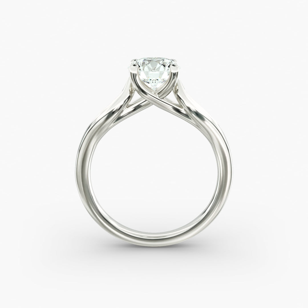 Round Brilliant Lab-Grown Diamond 4-Prong Unique Band Ring | IGI Certified | 10K/14K/18K Gold