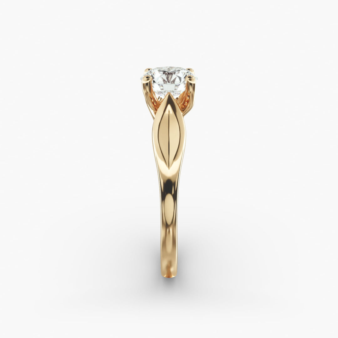 Round Brilliant Lab-Grown Diamond 4-Prong Unique Band Ring | IGI Certified | 10K/14K/18K Gold