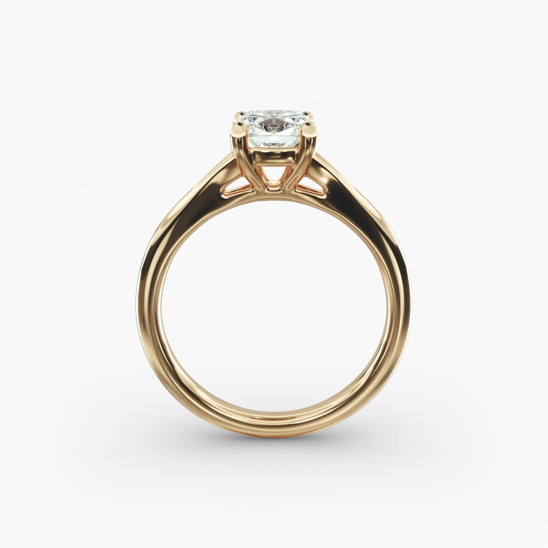 Cushion Lab-Grown Diamond Four-Prong V-Shape Engagement Ring | Elegant Solitaire | IGI Certified | 10K/14K/18K Gold