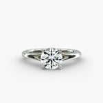 Load image into Gallery viewer, Round Lab-Grown Diamond V-Shape Four-Prong Engagement Ring | Modern Solitaire | IGI Certified | 10K/14K/18K Gold
