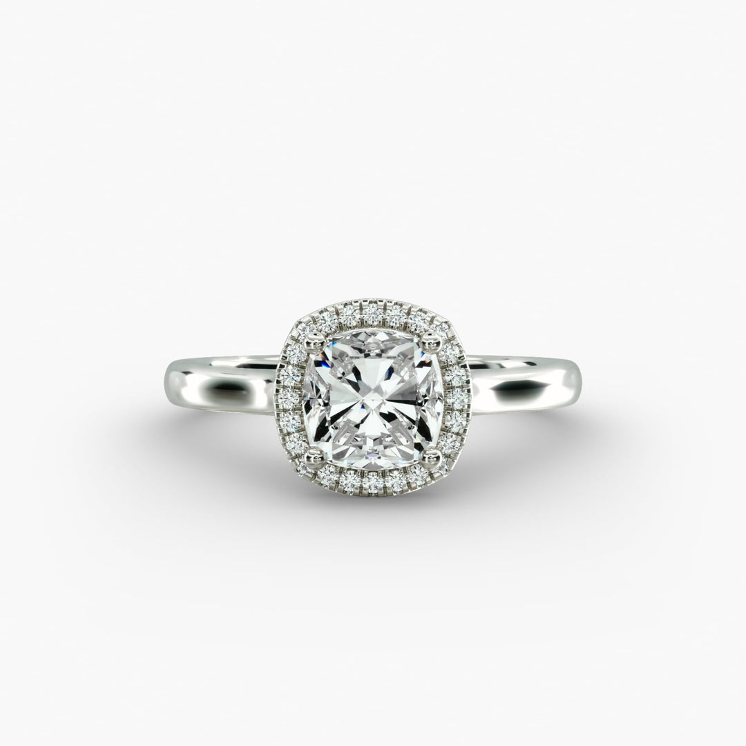 Lab Grown Cushion Cut Diamond Halo Ring – 1 to 5 Carat Center | Sustainable Luxury USA