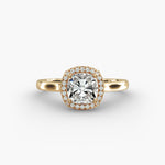 Load image into Gallery viewer, Lab Grown Cushion Cut Diamond Halo Ring – 1 to 5 Carat Center | Sustainable Luxury USA
