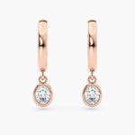 Load image into Gallery viewer, Oval Lab-Grown Diamond Bezel-Set Huggie Earrings 0.50 CTW – 2 Stones | 10K, 14K, 18K White, Yellow &amp; Rose Gold | IGI Certified
