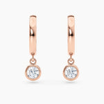 Load image into Gallery viewer, Round Lab-Grown Diamond Bezel-Set Huggie Earrings 0.50 CTW – 2 Stones | 10K, 14K, 18K White, Yellow &amp; Rose Gold | IGI Certified
