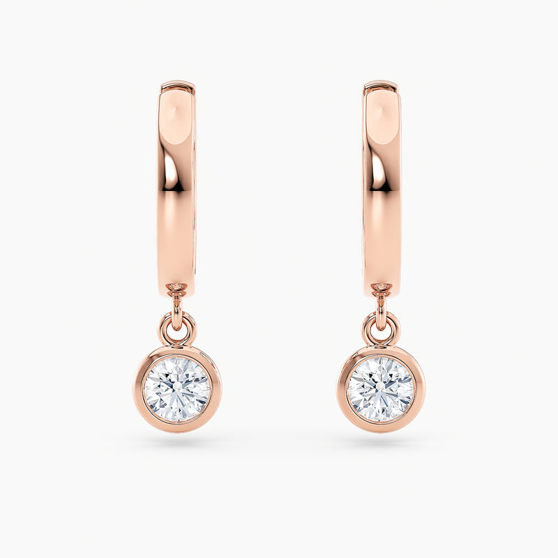 Round Lab-Grown Diamond Bezel-Set Huggie Earrings 0.50 CTW – 2 Stones | 10K, 14K, 18K White, Yellow & Rose Gold | IGI Certified