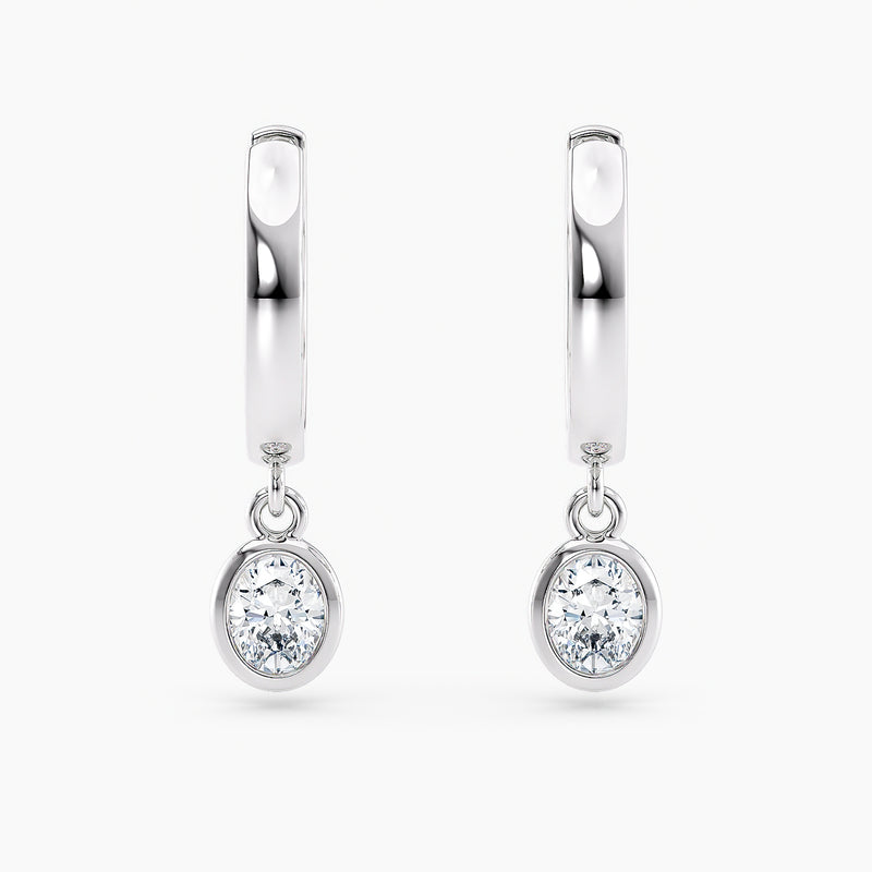 Oval Lab-Grown Diamond Bezel-Set Huggie Earrings 0.50 CTW – 2 Stones | 10K, 14K, 18K White, Yellow & Rose Gold | IGI Certified