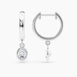 Load image into Gallery viewer, Oval Lab-Grown Diamond Bezel-Set Huggie Earrings 0.50 CTW – 2 Stones | 10K, 14K, 18K White, Yellow &amp; Rose Gold | IGI Certified
