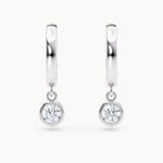 Load image into Gallery viewer, Round Lab-Grown Diamond Bezel-Set Huggie Earrings 0.50 CTW – 2 Stones | 10K, 14K, 18K White, Yellow &amp; Rose Gold | IGI Certified
