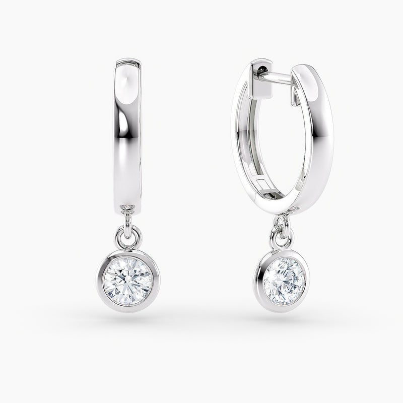 Round Lab-Grown Diamond Bezel-Set Huggie Earrings 0.50 CTW – 2 Stones | 10K, 14K, 18K White, Yellow & Rose Gold | IGI Certified