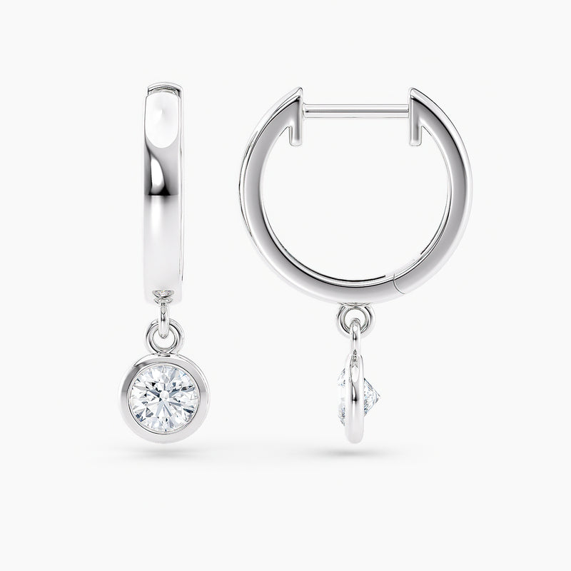 Round Lab-Grown Diamond Bezel-Set Huggie Earrings 0.50 CTW – 2 Stones | 10K, 14K, 18K White, Yellow & Rose Gold | IGI Certified