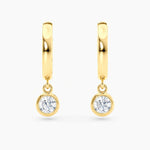 Load image into Gallery viewer, Round Lab-Grown Diamond Bezel-Set Huggie Earrings 0.50 CTW – 2 Stones | 10K, 14K, 18K White, Yellow &amp; Rose Gold | IGI Certified
