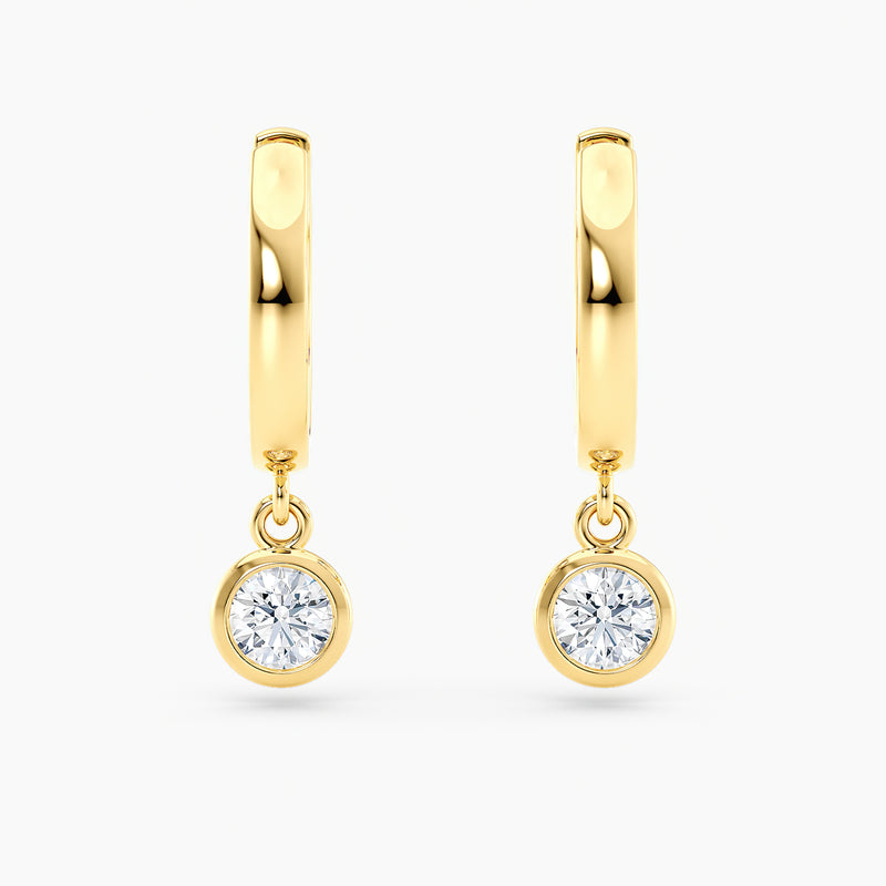 Round Lab-Grown Diamond Bezel-Set Huggie Earrings 0.50 CTW – 2 Stones | 10K, 14K, 18K White, Yellow & Rose Gold | IGI Certified