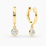 Load image into Gallery viewer, Round Lab-Grown Diamond Bezel-Set Huggie Earrings 0.50 CTW – 2 Stones | 10K, 14K, 18K White, Yellow &amp; Rose Gold | IGI Certified
