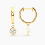 Load image into Gallery viewer, Round Lab-Grown Diamond Bezel-Set Huggie Earrings 0.50 CTW – 2 Stones | 10K, 14K, 18K White, Yellow &amp; Rose Gold | IGI Certified
