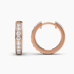 Load image into Gallery viewer, Round Lab-Grown Diamond Hoop Earrings 0.50 CTW – 16 Stones | 10K, 14K, 18K White, Yellow &amp; Rose Gold | IGI Certified
