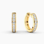 Load image into Gallery viewer, Round Lab-Grown Diamond Hoop Earrings 0.50 CTW – 16 Stones | 10K, 14K, 18K White, Yellow &amp; Rose Gold | IGI Certified
