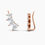 Load image into Gallery viewer, Pear-Cut Lab-Grown Diamond Ear Climber Earrings 1.25 CTW – 8 Stones | 10K, 14K, 18K White, Yellow &amp; Rose Gold | IGI Certified
