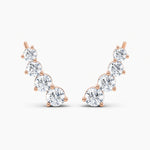 Load image into Gallery viewer, Round Lab-Grown Diamond Ear Climber Earrings 1.50 CTW – 8 Stones | 10K, 14K, 18K White, Yellow &amp; Rose Gold | IGI Certified
