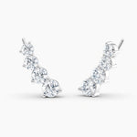 Load image into Gallery viewer, Round Lab-Grown Diamond Ear Climber Earrings 1.50 CTW – 8 Stones | 10K, 14K, 18K White, Yellow &amp; Rose Gold | IGI Certified
