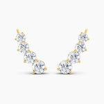 Load image into Gallery viewer, Round Lab-Grown Diamond Ear Climber Earrings 1.50 CTW – 8 Stones | 10K, 14K, 18K White, Yellow &amp; Rose Gold | IGI Certified
