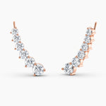Load image into Gallery viewer, Round Lab-Grown Diamond Ascend Ear Climbers 3.00 CTW – 12 Stones | 10K, 14K, 18K White, Yellow &amp; Rose Gold | IGI Certified
