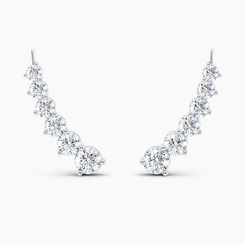 Round Lab-Grown Diamond Ascend Ear Climbers 3.00 CTW – 12 Stones | 10K, 14K, 18K White, Yellow & Rose Gold | IGI Certified