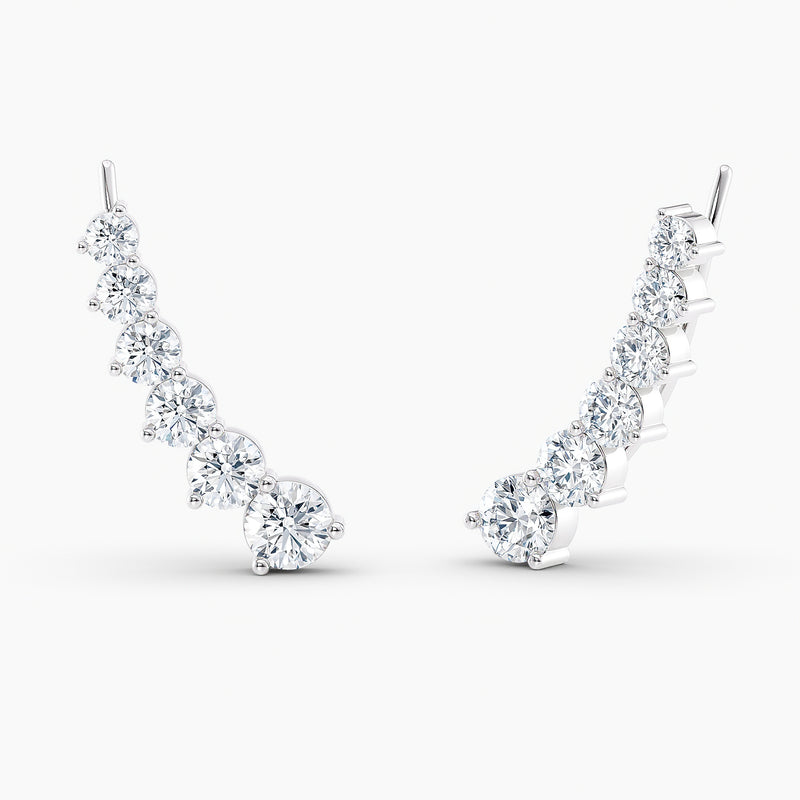 Round Lab-Grown Diamond Ascend Ear Climbers 3.00 CTW – 12 Stones | 10K, 14K, 18K White, Yellow & Rose Gold | IGI Certified