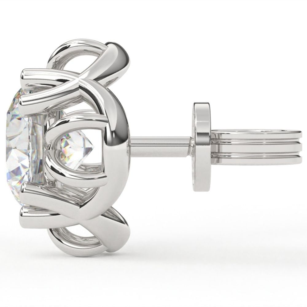 X-Style Round Lab Grown Diamond Earrings 1.61 CTW in 10K 14K 18K White Yellow Rose Gold