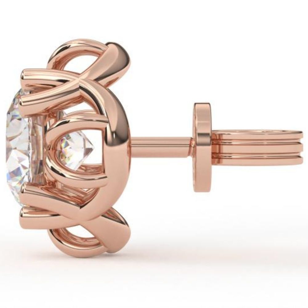 X-Style Round Lab Grown Diamond Earrings 1.61 CTW in 10K 14K 18K White Yellow Rose Gold