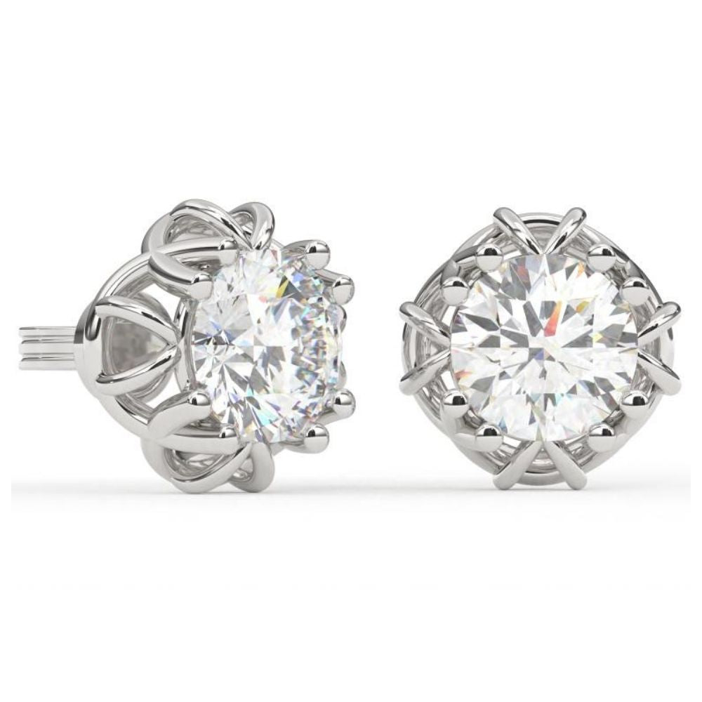 X-Style Round Lab Grown Diamond Earrings 1.61 CTW in 10K 14K 18K White Yellow Rose Gold