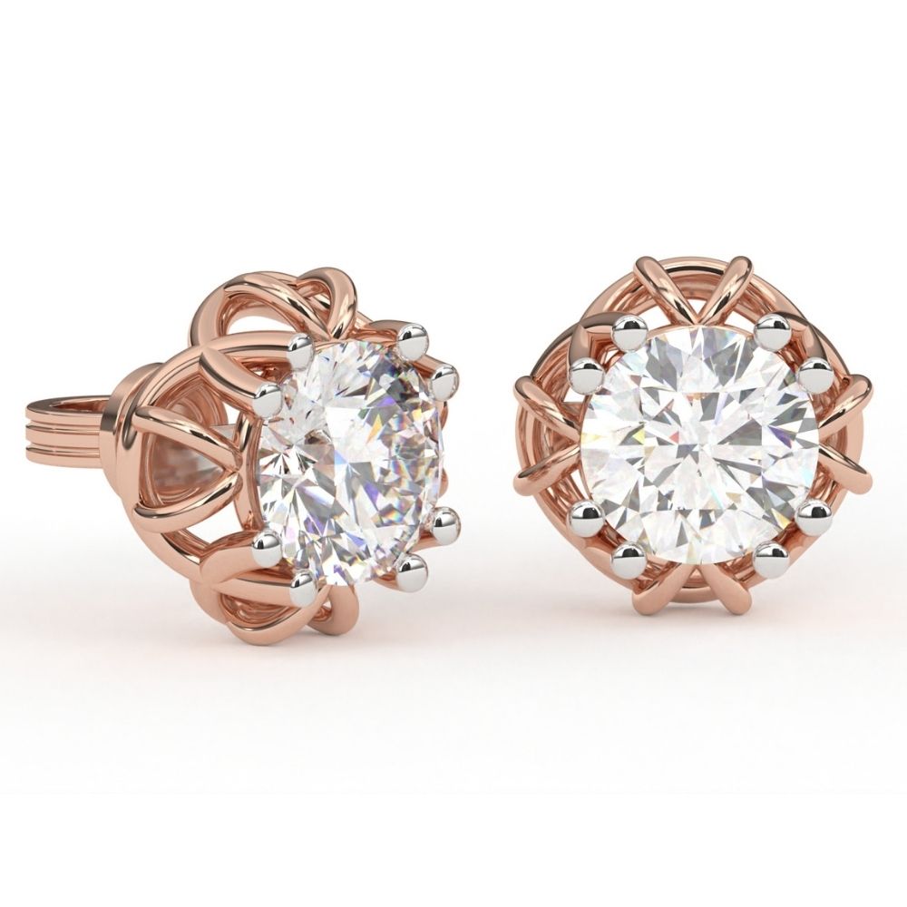 X-Style Round Lab Grown Diamond Earrings 1.61 CTW in 10K 14K 18K White Yellow Rose Gold