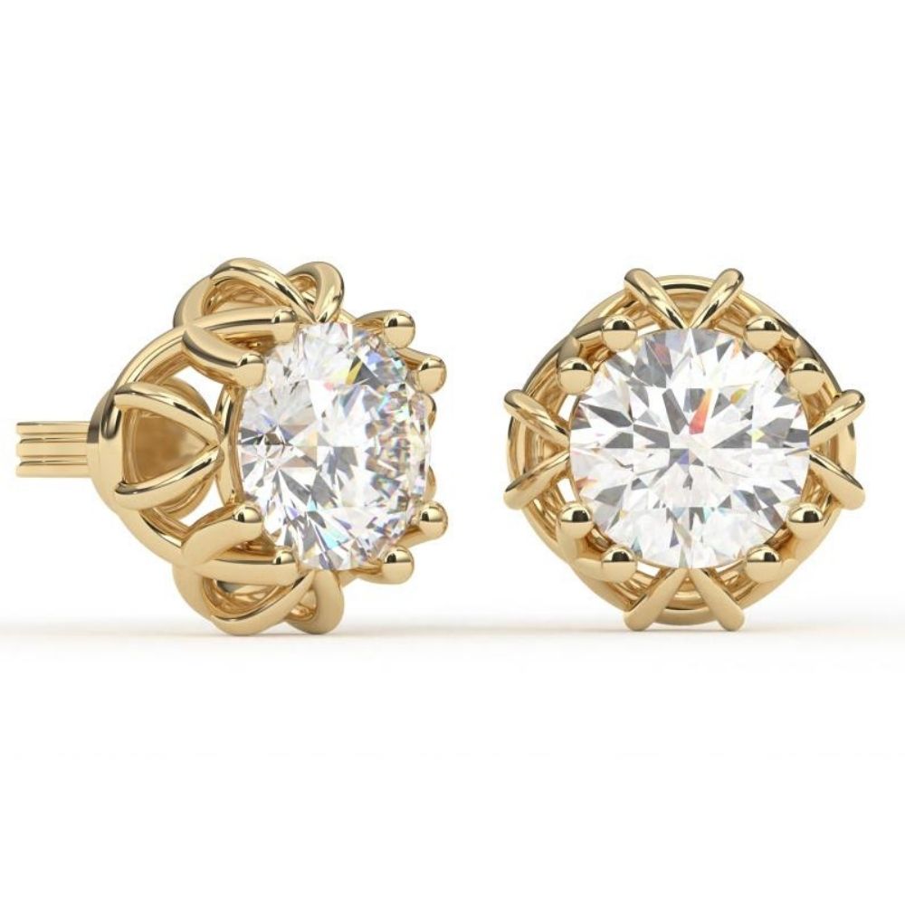 X-Style Round Lab Grown Diamond Earrings 1.61 CTW in 10K 14K 18K White Yellow Rose Gold