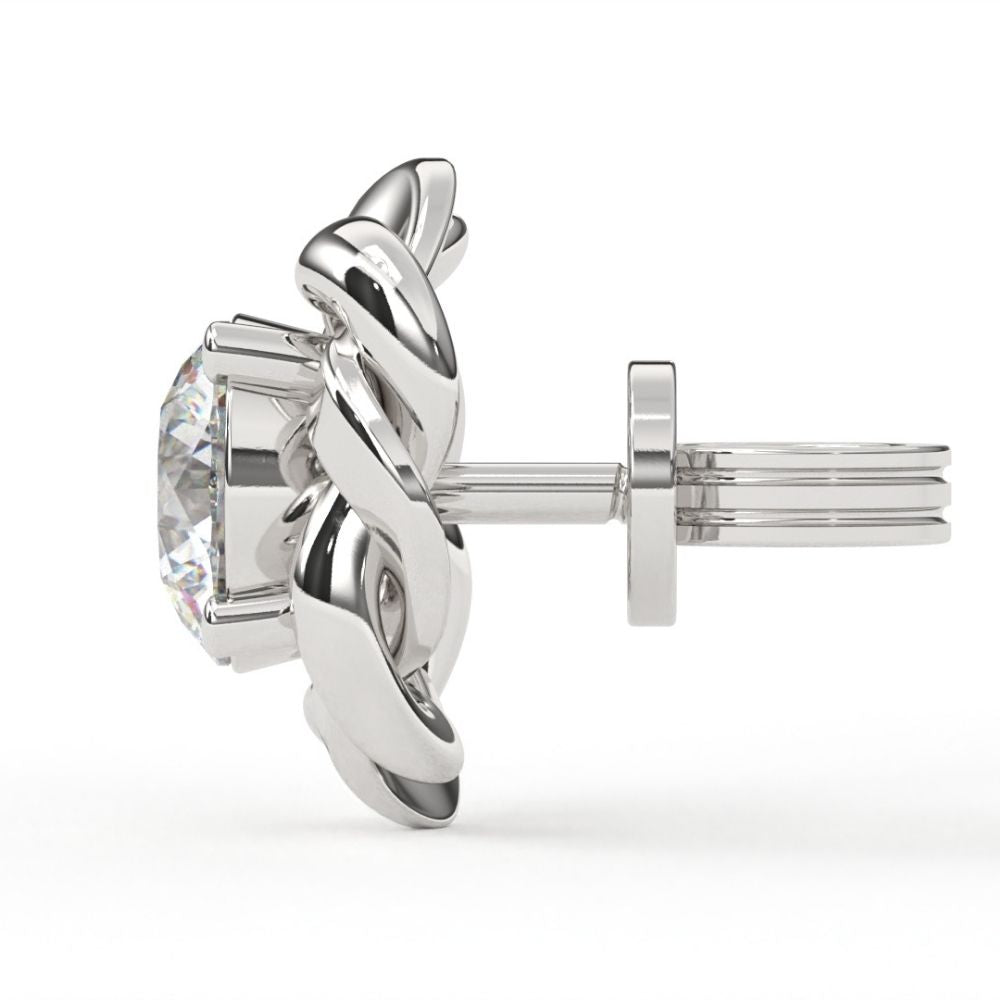 Rose-Style Round Lab Grown Diamond Earrings 0.93 CTW in 10K 14K 18K White Yellow Rose Gold