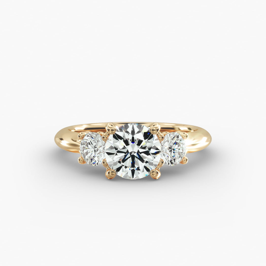 14k Gold Perfect Round Brilliant Cut Solitaire Diamond Engagement Ring