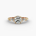 Load image into Gallery viewer, 10K Gold Round With Tapered Baguette Diamond Engagement Ring
