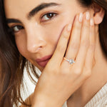 Load image into Gallery viewer, 18K Gold Emerald And Baguette Three Stone Diamond Engagement Ring
