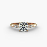 Load image into Gallery viewer, 14K Gold Round With Marquise Shape Three Stone Ring
