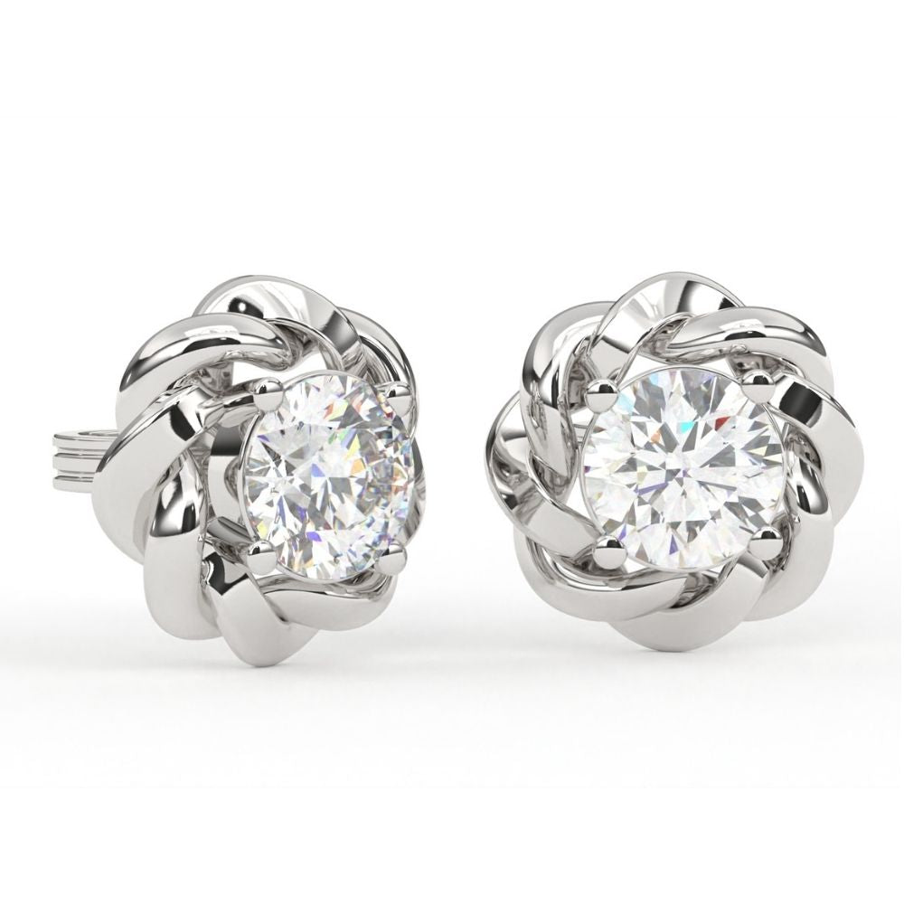 Rose-Style Round Lab Grown Diamond Earrings 0.93 CTW in 10K 14K 18K White Yellow Rose Gold